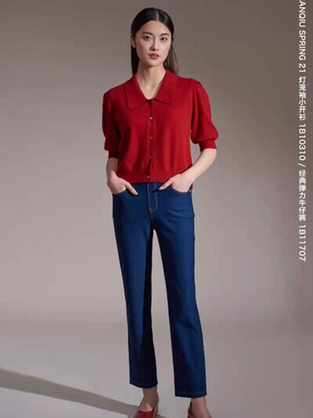 浅秋女装2021春夏季红色针织衫