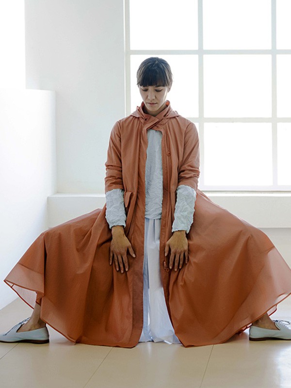 日播女装2021春夏季橙色雪纺衫