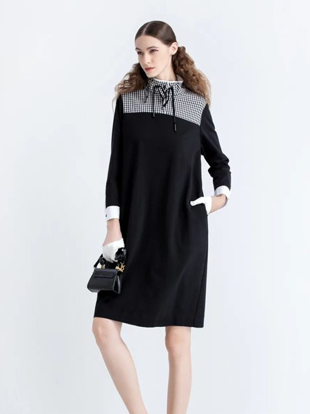 希色2021春夏季拼色拼接连衣裙