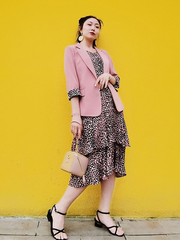 木子唧2021春夏季棕色波点吊带裙