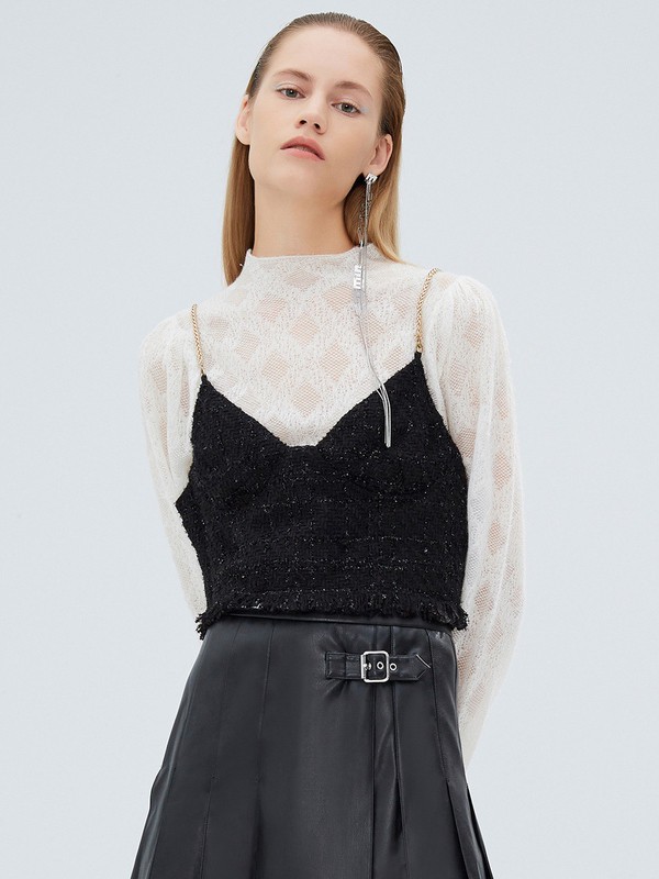 Z11女装2021春夏季白色暗纹雪纺衫