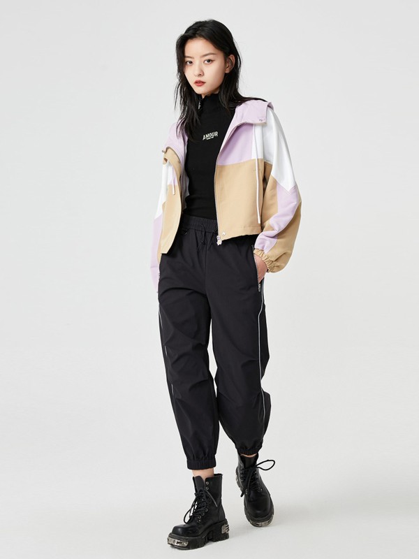 ONLY女装2021春夏季黑色纯色长裤