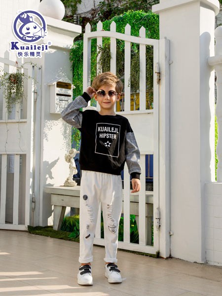 快乐精灵2021春夏季白色印花长裤