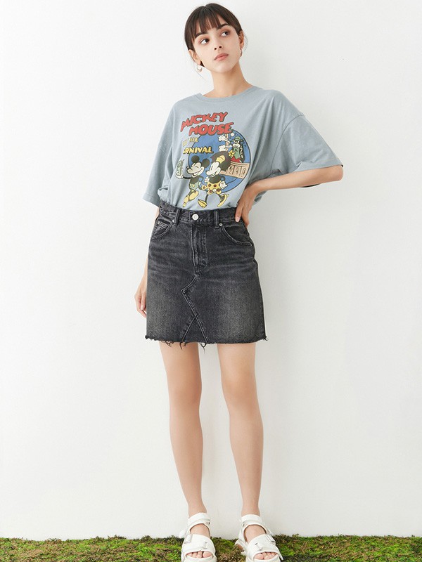 moussy女装2021春夏季黑色纯色短裙