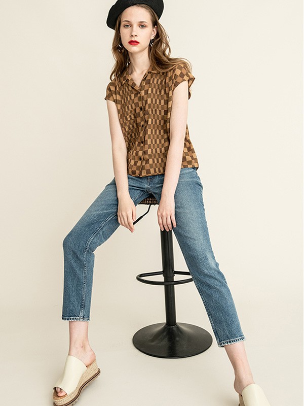 moussy女装2021春夏季藏蓝色纯色七分裤