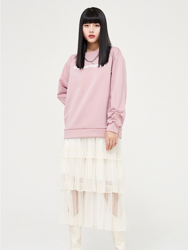 逸阳女装2021春夏季粉色纯色T恤