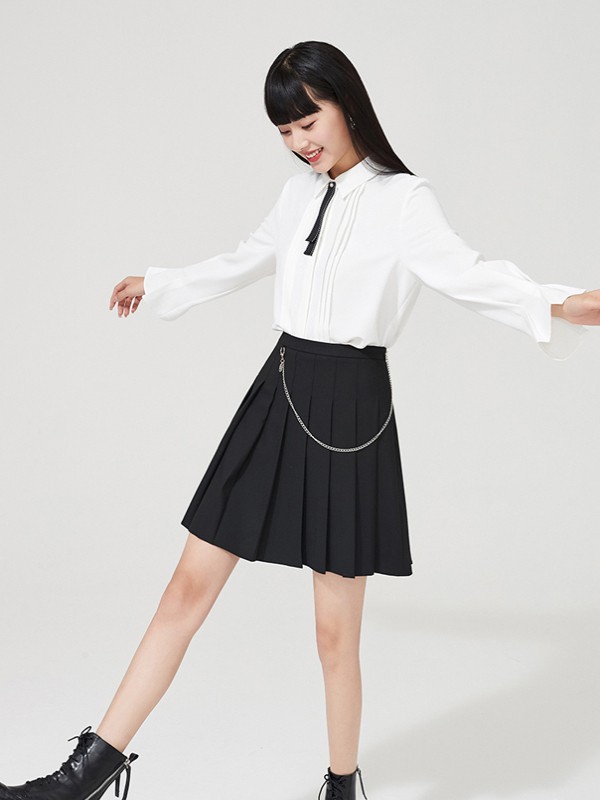 逸阳女装2021春夏季白色纯色衬衫