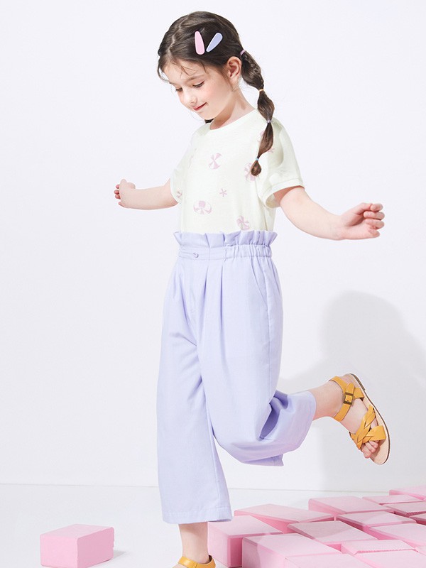 昕季雨2021春夏季紫色纯色九分裤