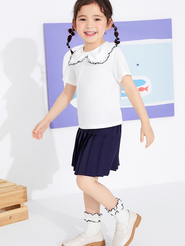 昕季雨2021春夏季白色荷叶边T恤