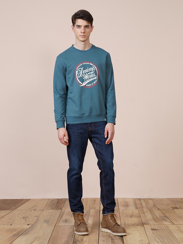 简木男装2021春夏季绿色印花T恤