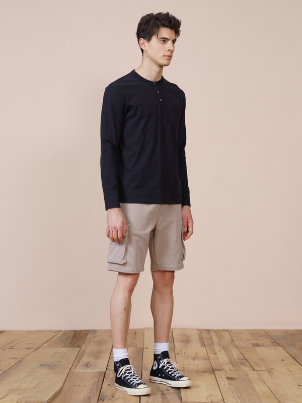 简木男装2021春夏季驼色纯色短裤