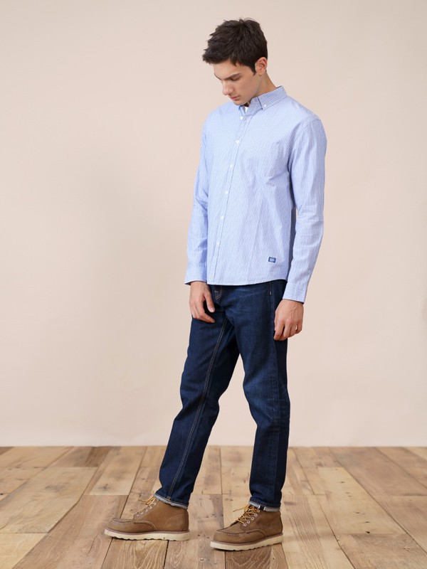 简木男装2021春夏季藏蓝色纯色长裤