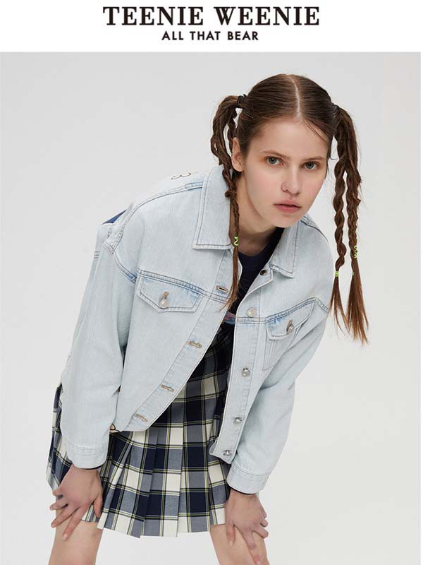 维尼熊2021春夏季浅蓝色纯色外套