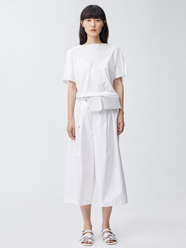 Less女装2021春夏季白色纯色T恤