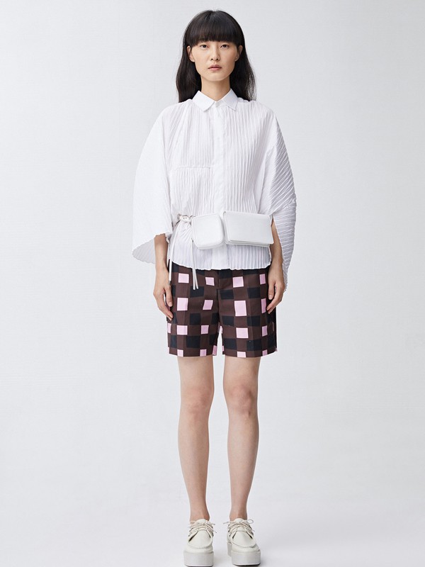 Less女装2021春夏季白色条纹衬衫