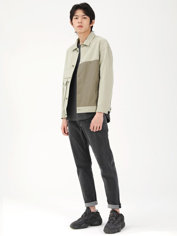 MARKLESS男装2021春夏季拼色拼接衬衫