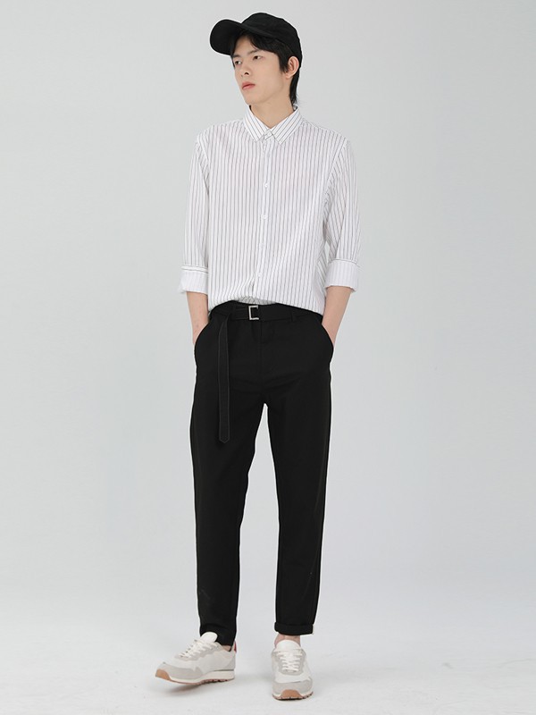 MARKLESS男装2021春夏季白色纯色衬衫