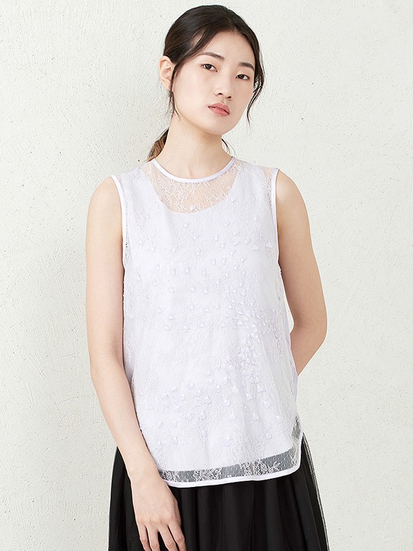 README女装2021春夏季白色暗纹背心