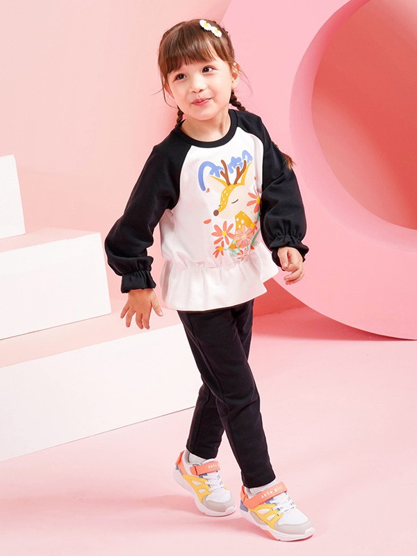 安踏儿童2021春夏季拼色印花T恤