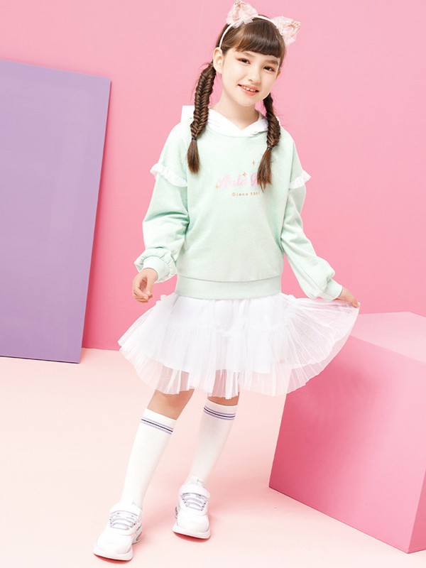 安踏儿童童装2021春夏季蓝色印花卫衣