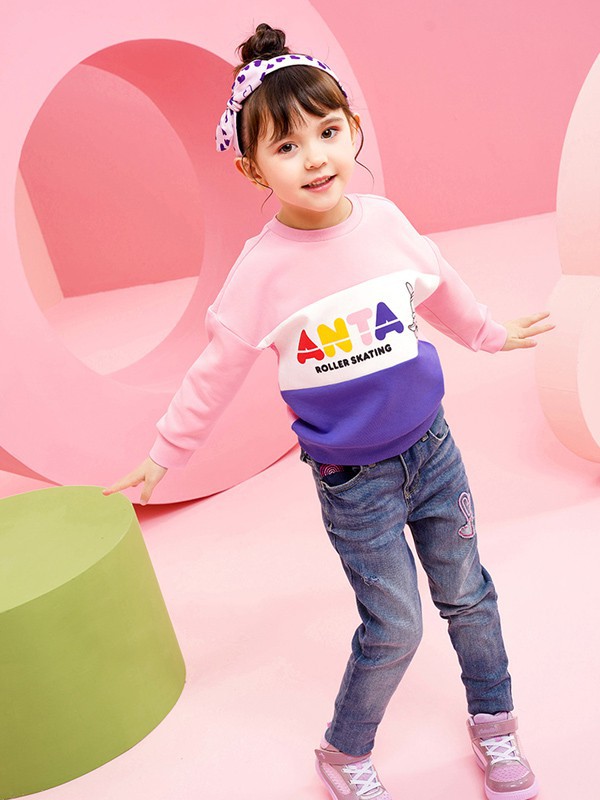 安踏儿童童装2021春夏季拼色印花T恤