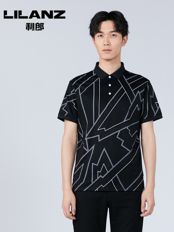 2021春夏季黑色印花polo衫