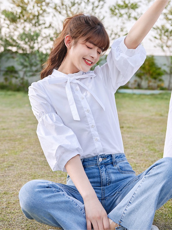 爱依服女装2021春夏季白色纯色长裙