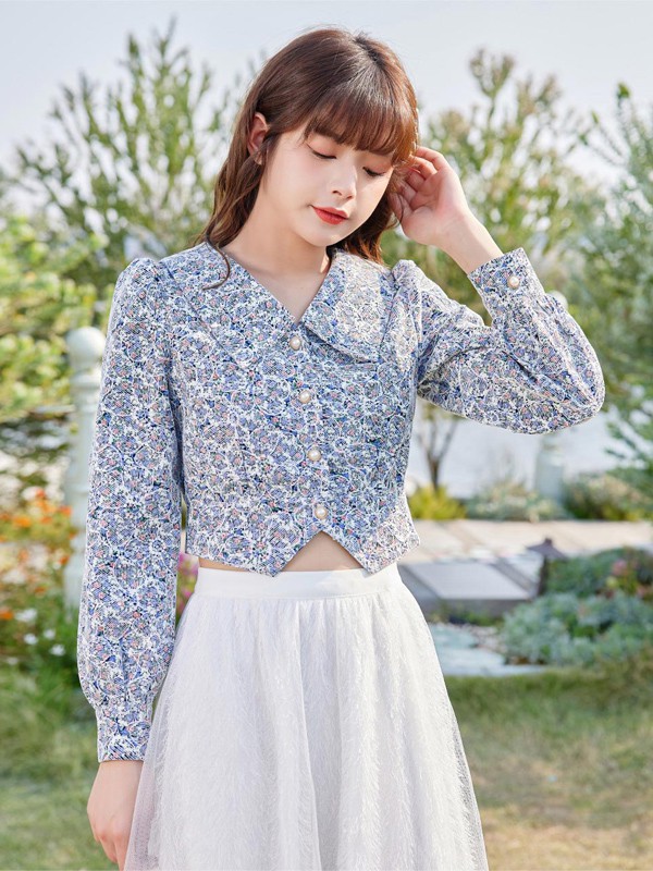 爱依服2021春夏季白色印花上衣