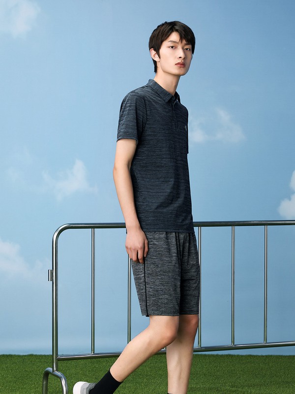 海澜之家2021春夏季藏蓝色印花polo衫