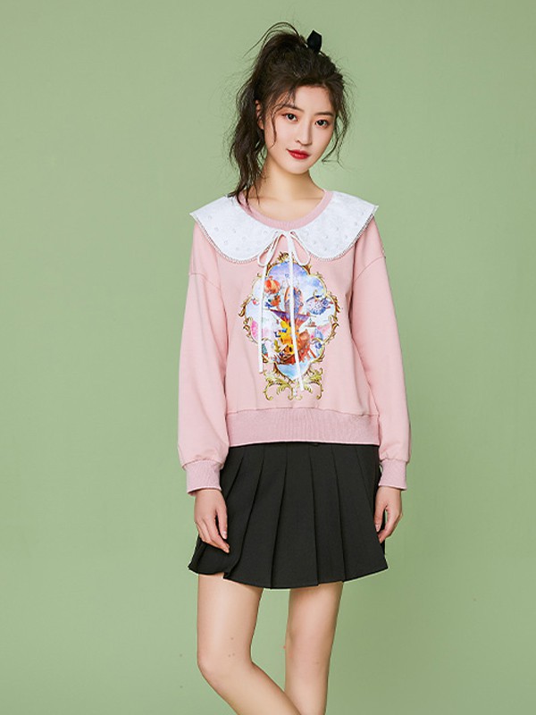 马克华菲2021春夏季粉色印花上衣