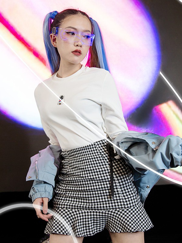 UZZU女装2021春夏季白色印花T恤