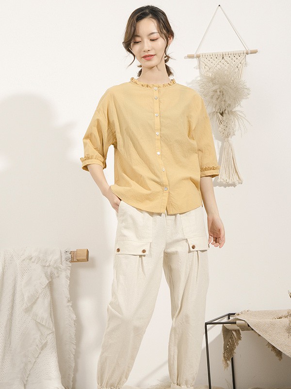 本依凡女装2021春夏季黄色纯色长裙