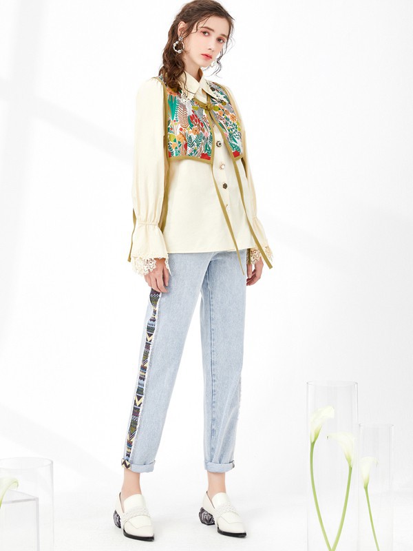 菀草壹2021春夏季米色纯色衬衫