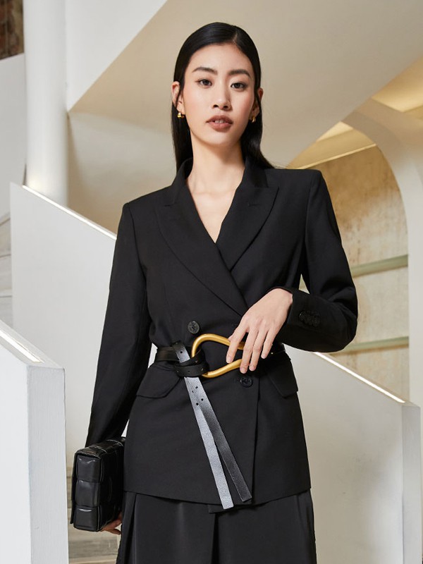 真我永恒2021春夏季黑色纯色西装