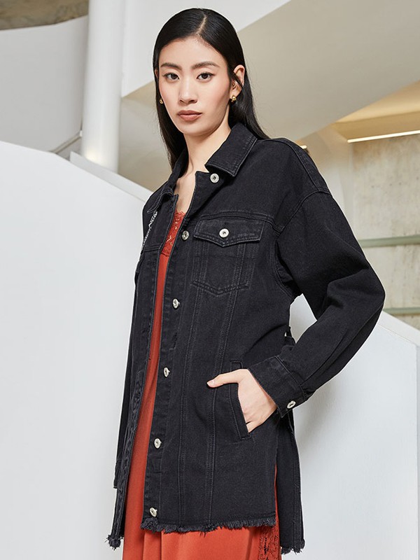 真我永恒2021春夏季黑色纯色外套