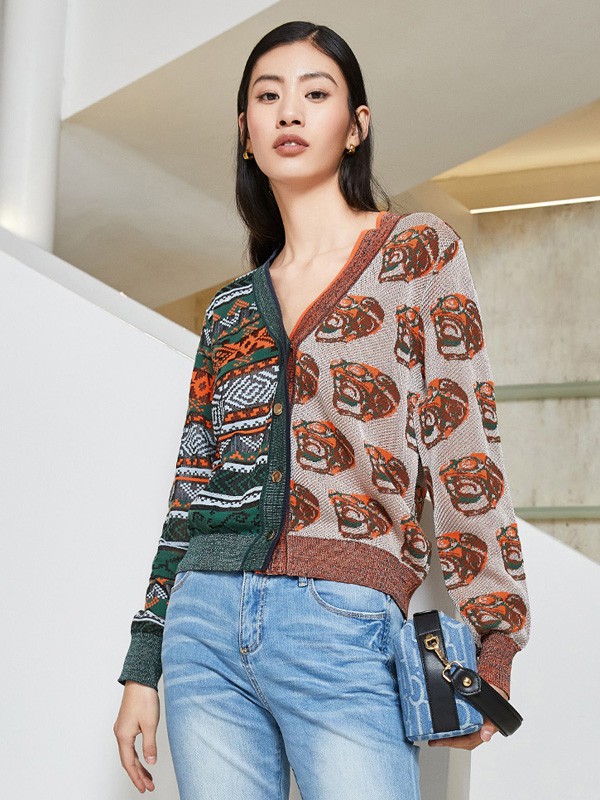 真我永恒2021春夏季拼色印花针织衫