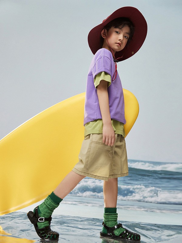 多多家2021春夏季紫色印花T恤