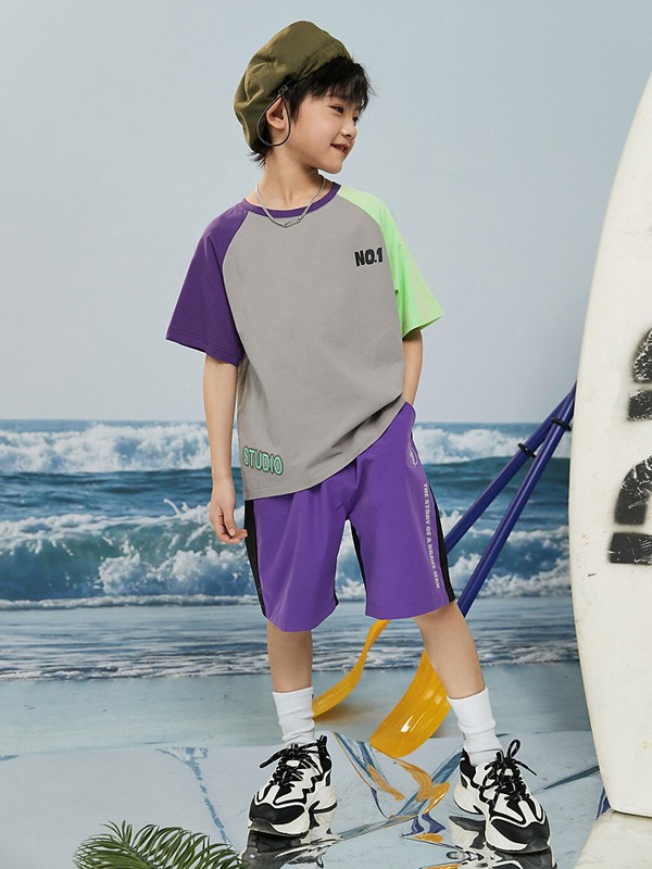 多多家2021春夏季紫色拼接套装