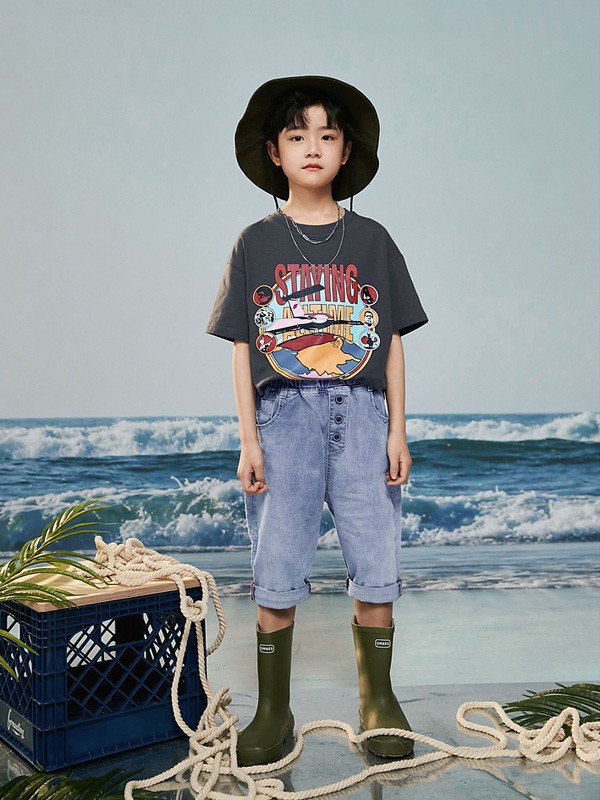 多多家2021春夏季灰色纯色T恤