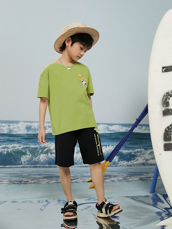 多多家2021春夏季绿色纯色T恤