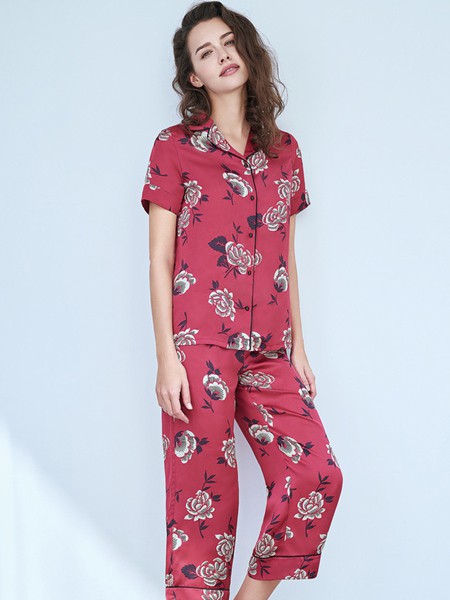安莉芳内衣2021春夏季红色印花家居服
