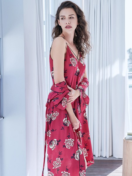 安莉芳内衣2021春夏季红色印花家居服