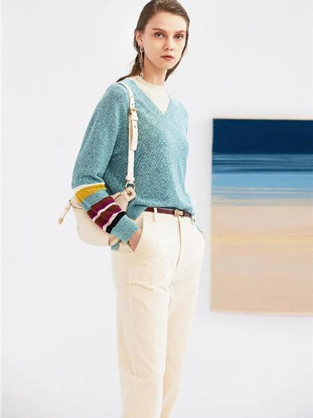 尤西子2021秋冬季绿色纯色针织衫