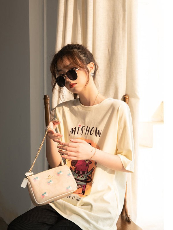 谜秀2021春夏季白色印花T恤