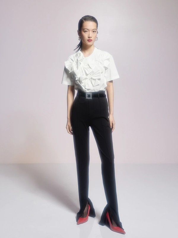 乌丫2021春夏季白色纯色衬衫