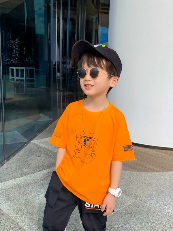 左西2021春夏季橙色印花T恤