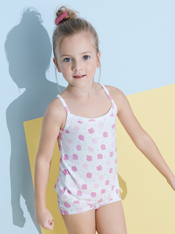 爱慕儿童2021春夏季白色印花儿童内衣