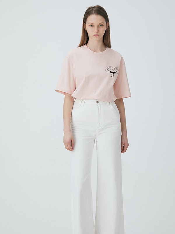 百家好2021春夏季粉色印花T恤