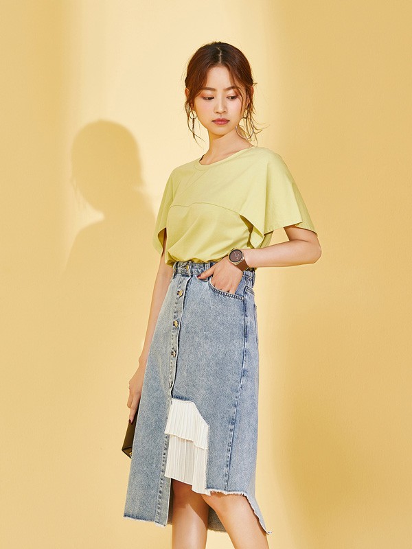 SC女装2021春夏季绿色纯色T恤