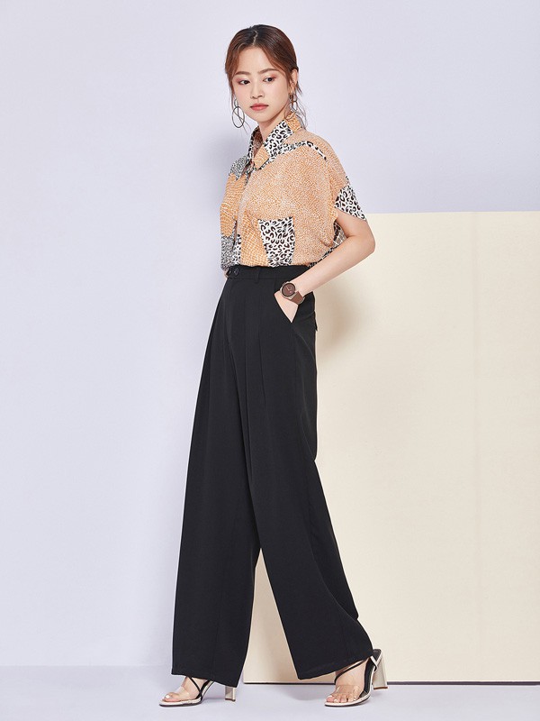 SC女装2021春夏季橙色波点衬衫